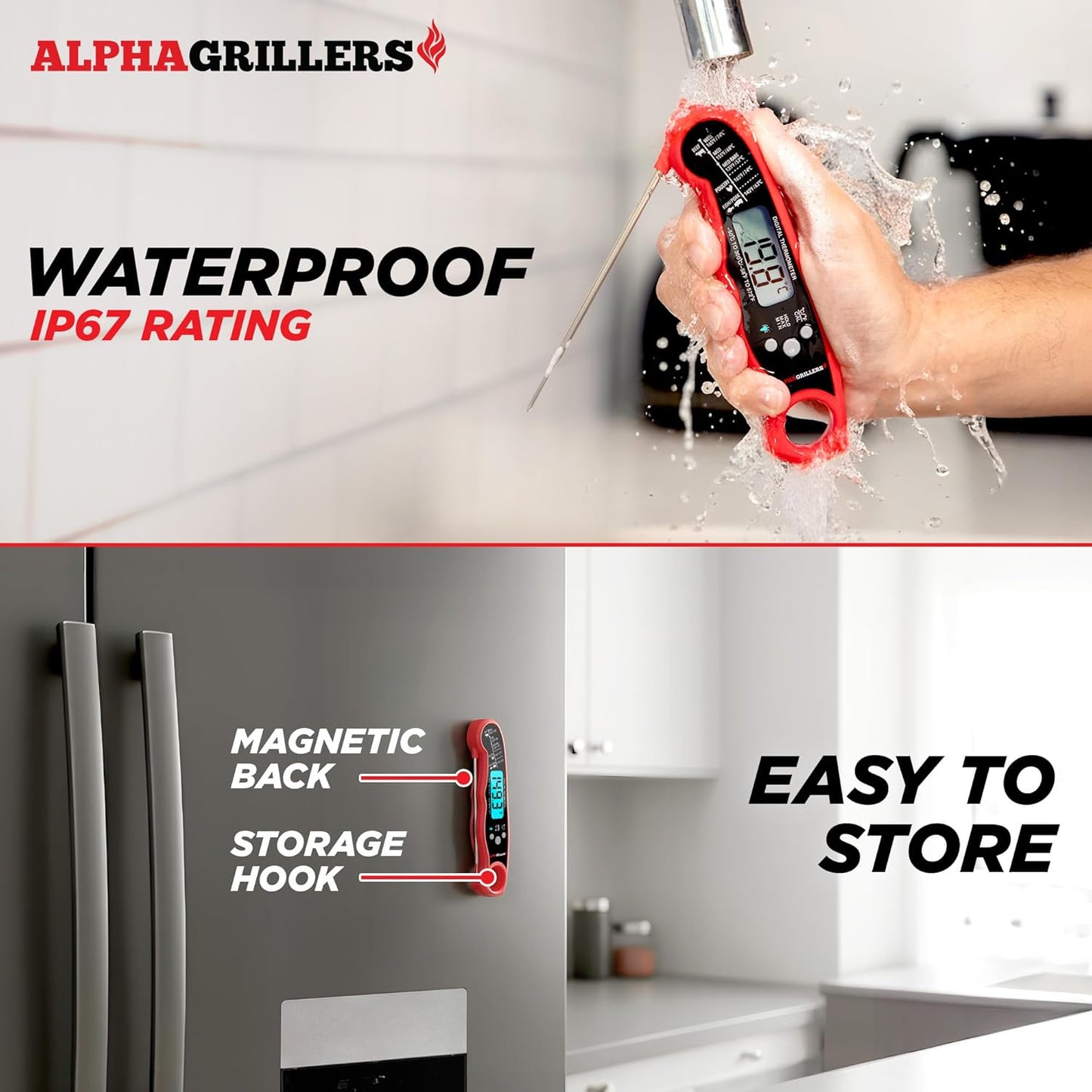 Alpha Grillers Meat Thermometer Digital Instant Read Food Thermometer for Cooking & Grilling Professional Kitchen Gifts for Men, Dad & Mom