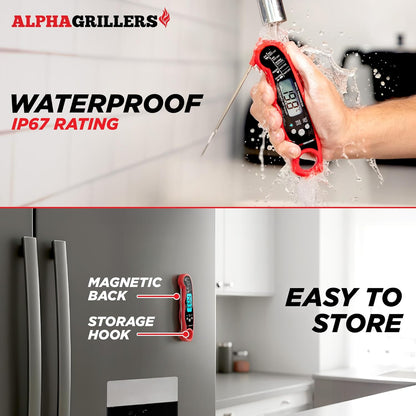 Alpha Grillers Meat Thermometer Digital Instant Read Food Thermometer for Cooking & Grilling Professional Kitchen Gifts for Men, Dad & Mom