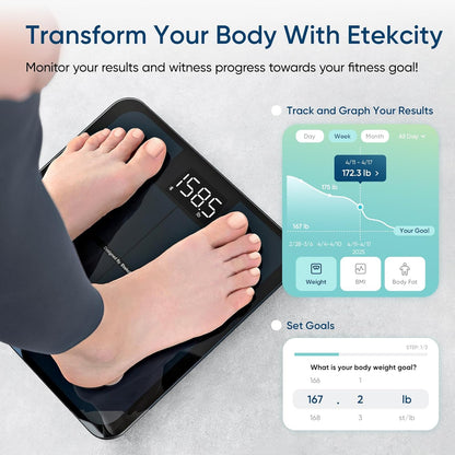 Etekcity Smart Scale for Body Weight, FSA&HSA Eligible, Bathroom Digital Weighing Scale with BMI, Body Fat, Muscle