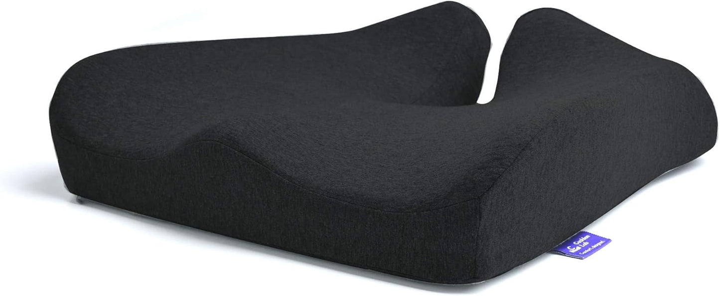 Cushion Lab Patented Pressure Relief Seat Cushion for Long Sitting Hours on Office & Home Chair - Extra-Dense Memory Foam for Soft Support. Car Pad