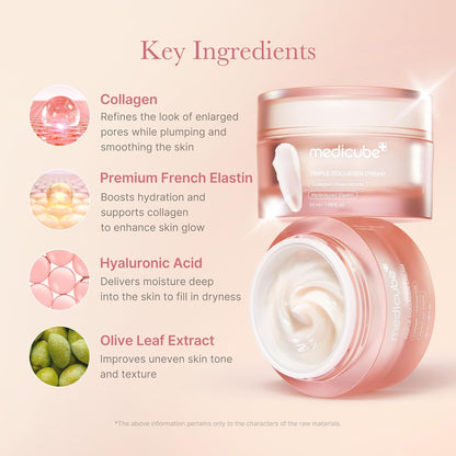 Medicube Triple Collagen Cream - Hydrating & Firming Moisturizer with Hyaluronic Acid, Premium