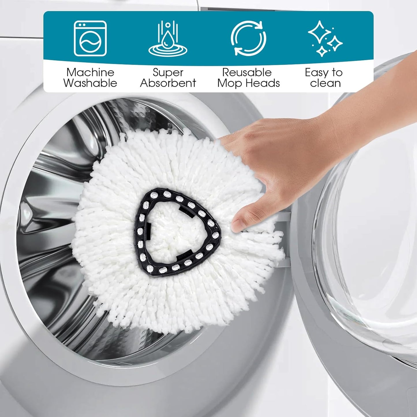 4 Pack Mop Head Replacement,Spin Mop Replacement Head 100% Microfiber,Deep Cleaning,EPSUNORISE