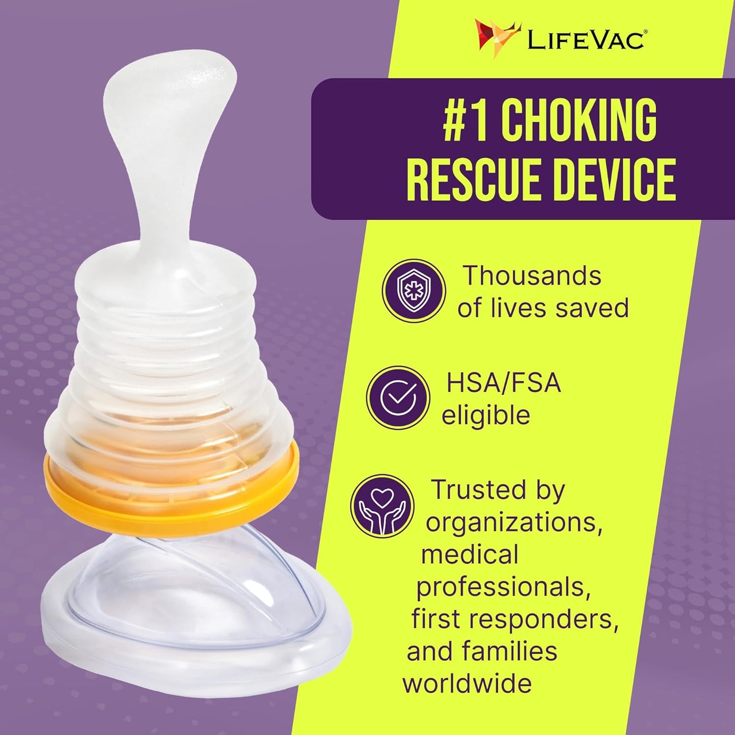 LifeVac Yellow Travel Kit 2 Pack - Portable Suction Rescue Device, First Aid Kit for Kids and
