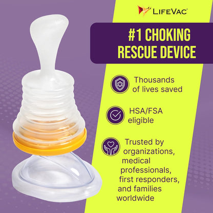 LifeVac Yellow Travel Kit 2 Pack - Portable Suction Rescue Device, First Aid Kit for Kids and