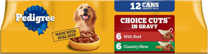 Pedigree Wet Dog Food, Choice Cuts Adult Canned Dog Food, Beef & Country Stew Multipack, 13.2 oz. Cans (12 Count)