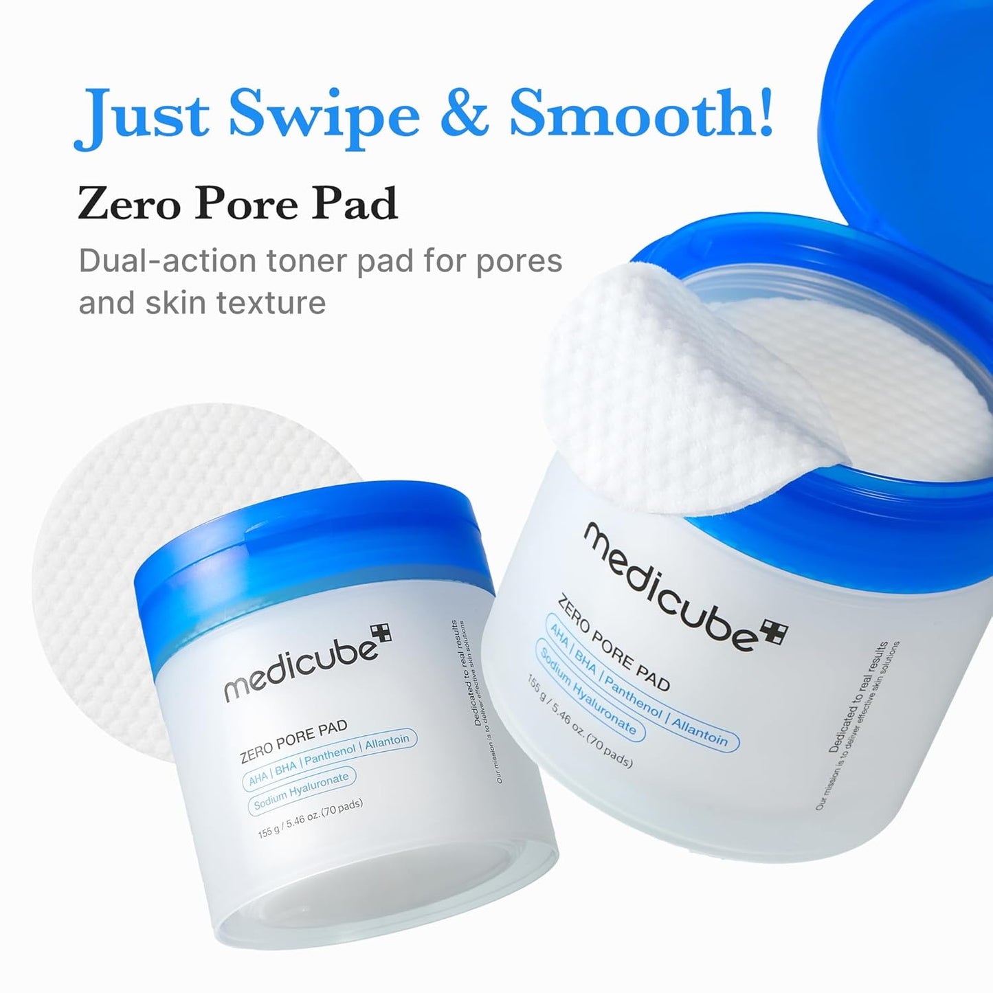 medicube Toner Pads Zero Pore Pad 2.0, Dual-Textured Facial Pad for Exfoliation and Pore Care with 4.5% AHA Lactic Acid, 0.45% BHA Salicylic