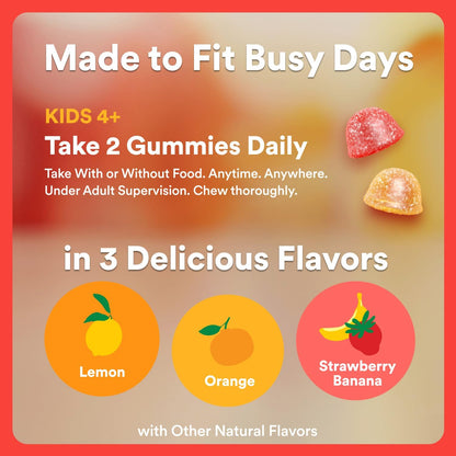SmartyPants Kids Multivitamin Gummies with Omega 3 DHA/EPA, Vitamins D3, C, B12, B6, A, K, and Zinc, Gluten Free, Clean Label, Three Fruit