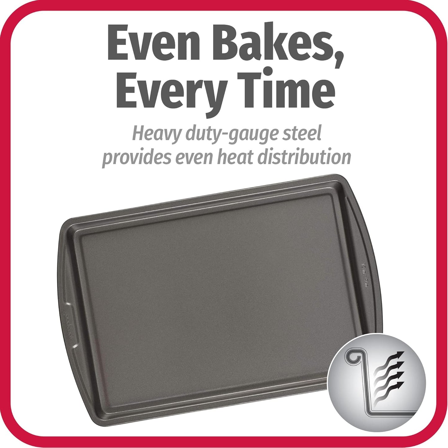 GoodCook Everyday Nonstick Carbon Steel 13 x 9 Baking Sheet Set, 3 Pack Standard-Sized Carbon Steel Cooking Pans, Bakeware