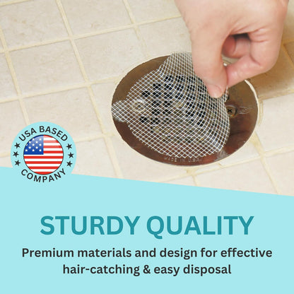 25 Pack Disposable Shower Drain Hair Catcher Mesh Stickers - Peel & Stick Drain Strainers to Prevent Clogs, Strong Waterproof
