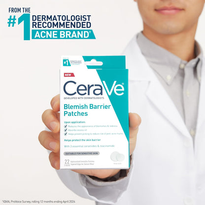 CeraVe Hydrocolloid Blemish Patches, Oil Absorbing Spot Control with Ceramides and Niacinamide, Allergy-Tested & Suitable For Sensitive