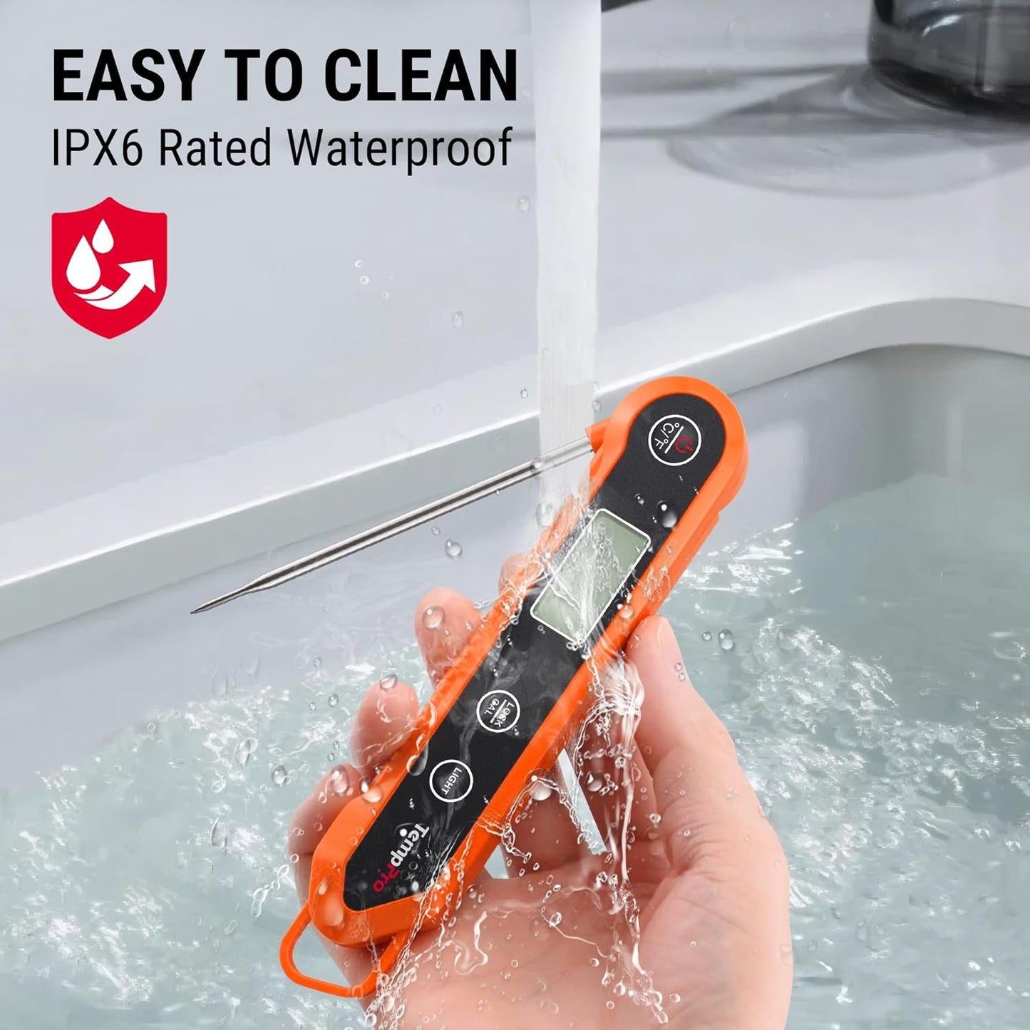 TempPro Digital Instant Read Meat Thermometer for Grilling Waterproof Kitchen Food Thermometer with Calibration Backlight Baking Bread Candy