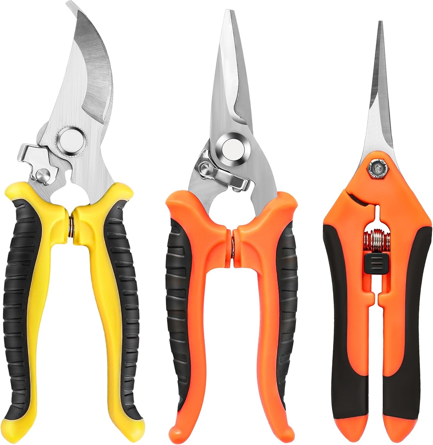 EWPJDK 3 Pack Garden Pruning Shears, Stainless Steel Shears, Gardening Shears, Scissors, Garden Clippers, Pruning