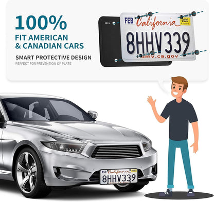 Aujen Silicone License Plate Frames Black, 2 Pack Car License Plate Frame, Universal US Black License Plate Holders Brackets