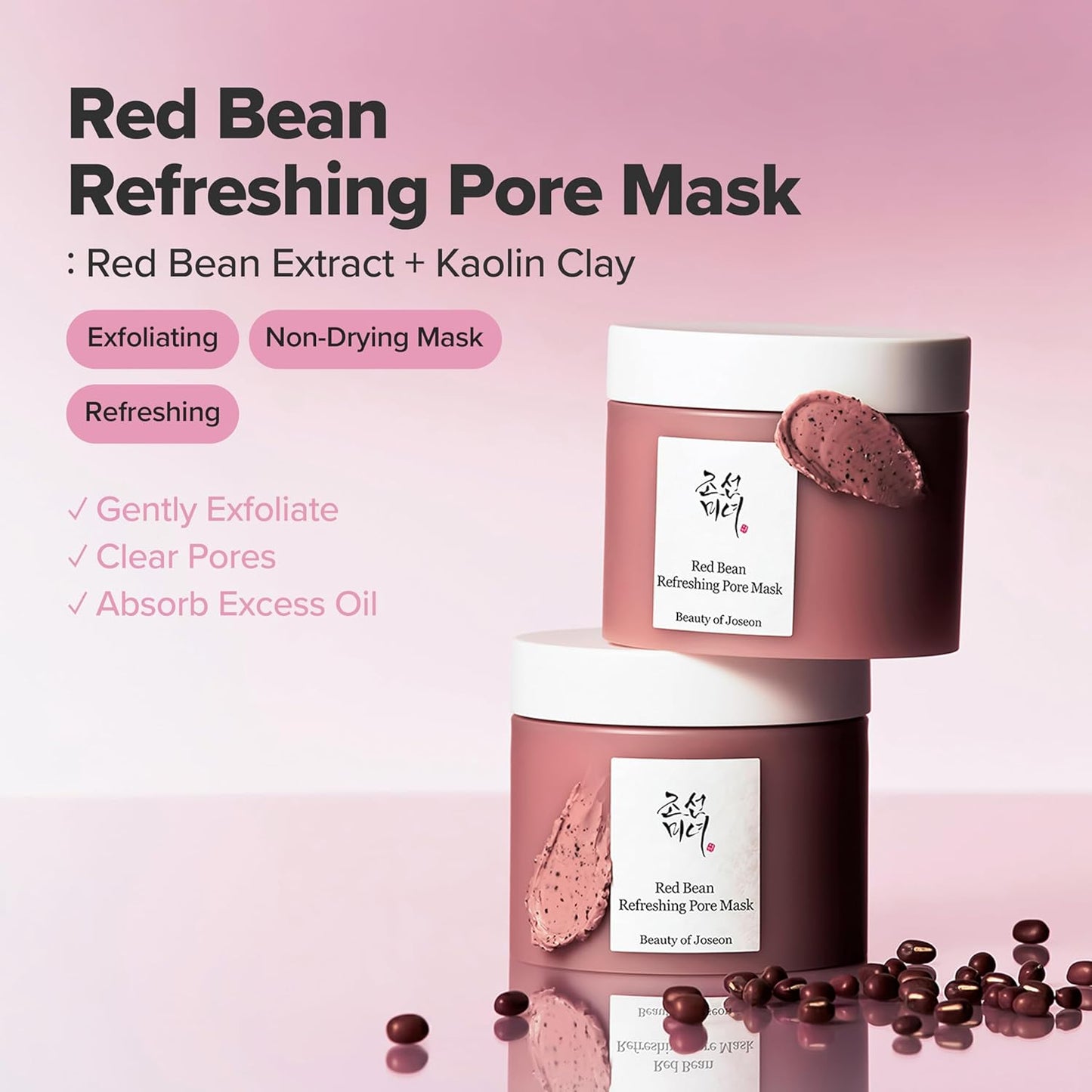 Beauty of Joseon Red Bean Pore Refreshing Mask Mud Cream Hydrating Wash Off Pack, Pore Cleansing Exfoliator, Korean Skin Care for Men and Women