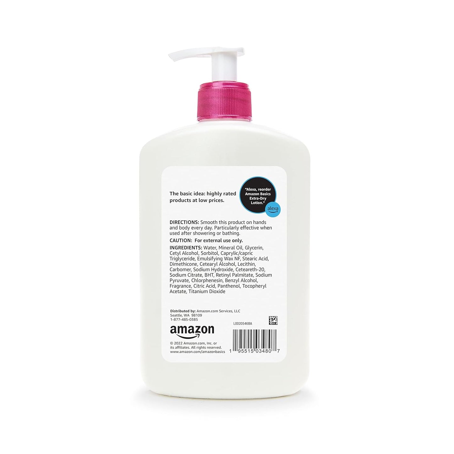 Amazon Basics Body Lotion For Dry Skin with Vitamins B5 & E, Clean Scent, 16 fl oz