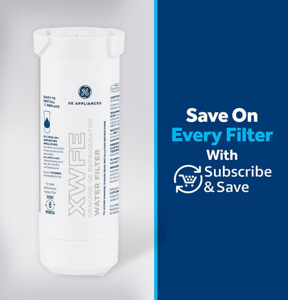 GE XWFE Refrigerator Water Filter, Genuine Replacement Filter, Certified to Reduce Lead, Sulfur, and 50+ Other