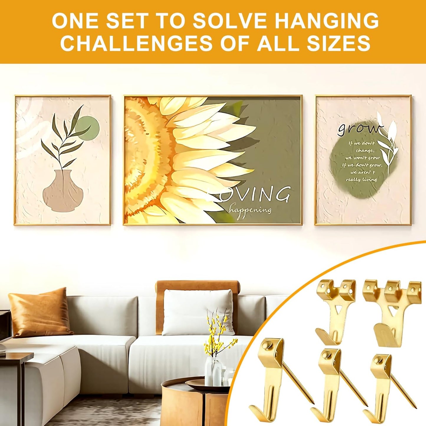 KURUI 303Pcs Picture Hanging Kit, Picture Hangers Assorted Kit with Heavy Duty Picture Hanging Hooks/Hardware Nails/Sawtooth/Wire/D