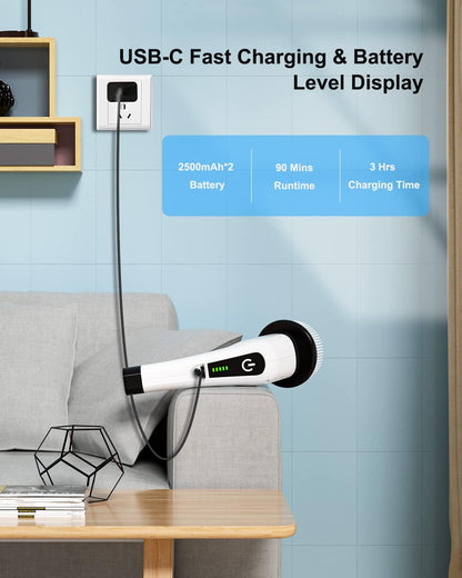 Leebein Electric Spin Scrubber, Cordless Cleaning Brush with 8 Replaceable Brush