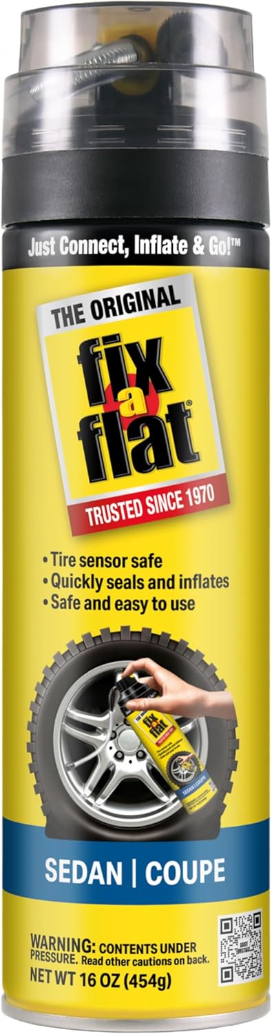 Fix-A-Flat S60420 Aerosol Emergency Flat Tire Repair and Inflator, for Standard Tires, Eco-Friendly Formula, Universal Fit for All Cars, 16 oz.
