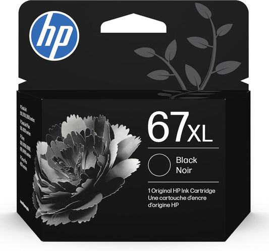 HP 67XL Black High-Yield Ink Cartridge, Works with DeskJet 1255, 2700, 4100, Envy 6000, 6400 Series, Eligible for Instant Ink