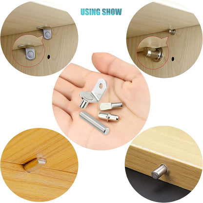 104Pcs Shelf Pins Kit,4 Styles Nickel Plated Shelf Support Pegs,Bookshelf Pegs for