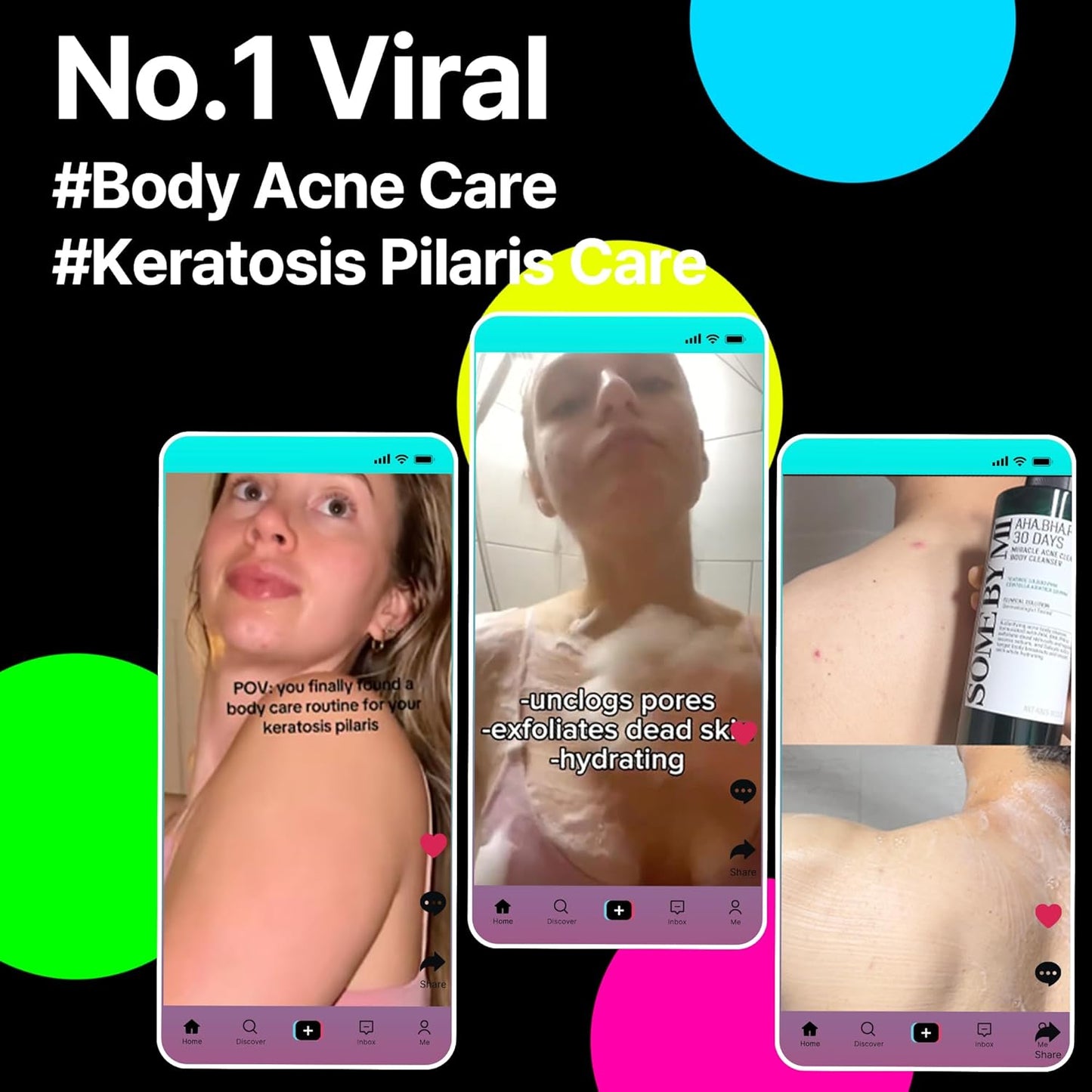 SOME BY MI AHA BHA PHA 30 Days Miracle Acne Clear Body Cleanser 13.5oz Salicylic Acid & Tea Tree Acne Body Wash Deep