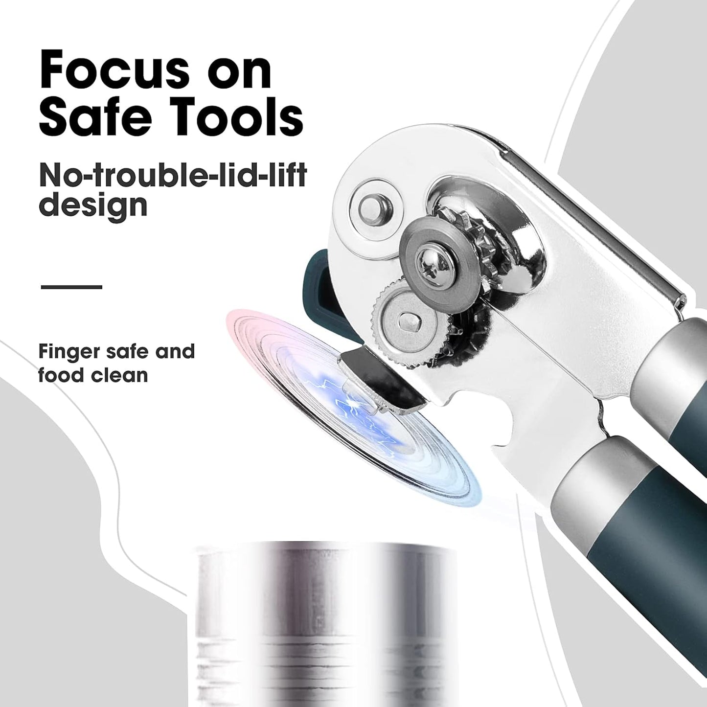 Beneno Heavy Duty Hand Can Opener Manual with Magnet, Durable Sharp Carbon Steel Blade Smooth Cutting, Big Effort-Saving Knob & Soft Grip