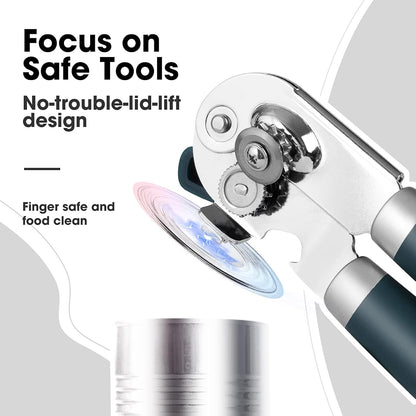 Beneno Heavy Duty Hand Can Opener Manual with Magnet, Durable Sharp Carbon Steel Blade Smooth Cutting, Big Effort-Saving Knob & Soft Grip