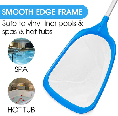 TidyMister Hot Tub Skimmer Spa Net with 12'' Aluminum Pole Ultra Fine Mesh Net Handy Leaf Skimmer for Small Above Ground Pools Pick Up Fine Debris