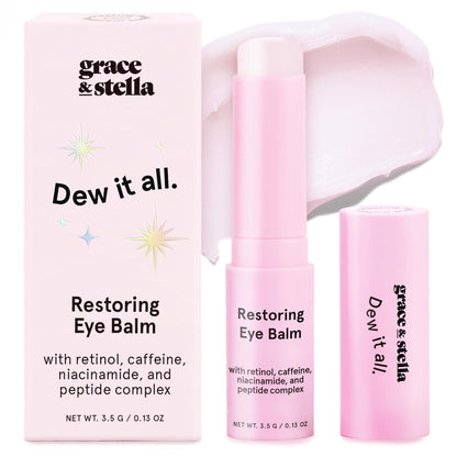 grace & stella Under Eye Brightener Balm Stick - Travel Size Toiletries - Retinol & Caffeine Eye Cream for Dark Circles