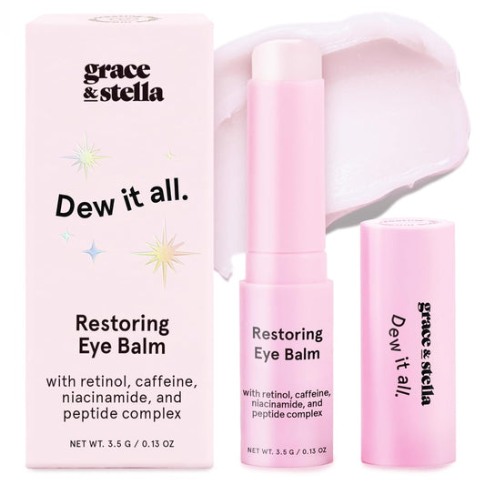 grace & stella Under Eye Brightener Balm Stick - Travel Size Toiletries - Retinol & Caffeine Eye Cream for Dark Circles