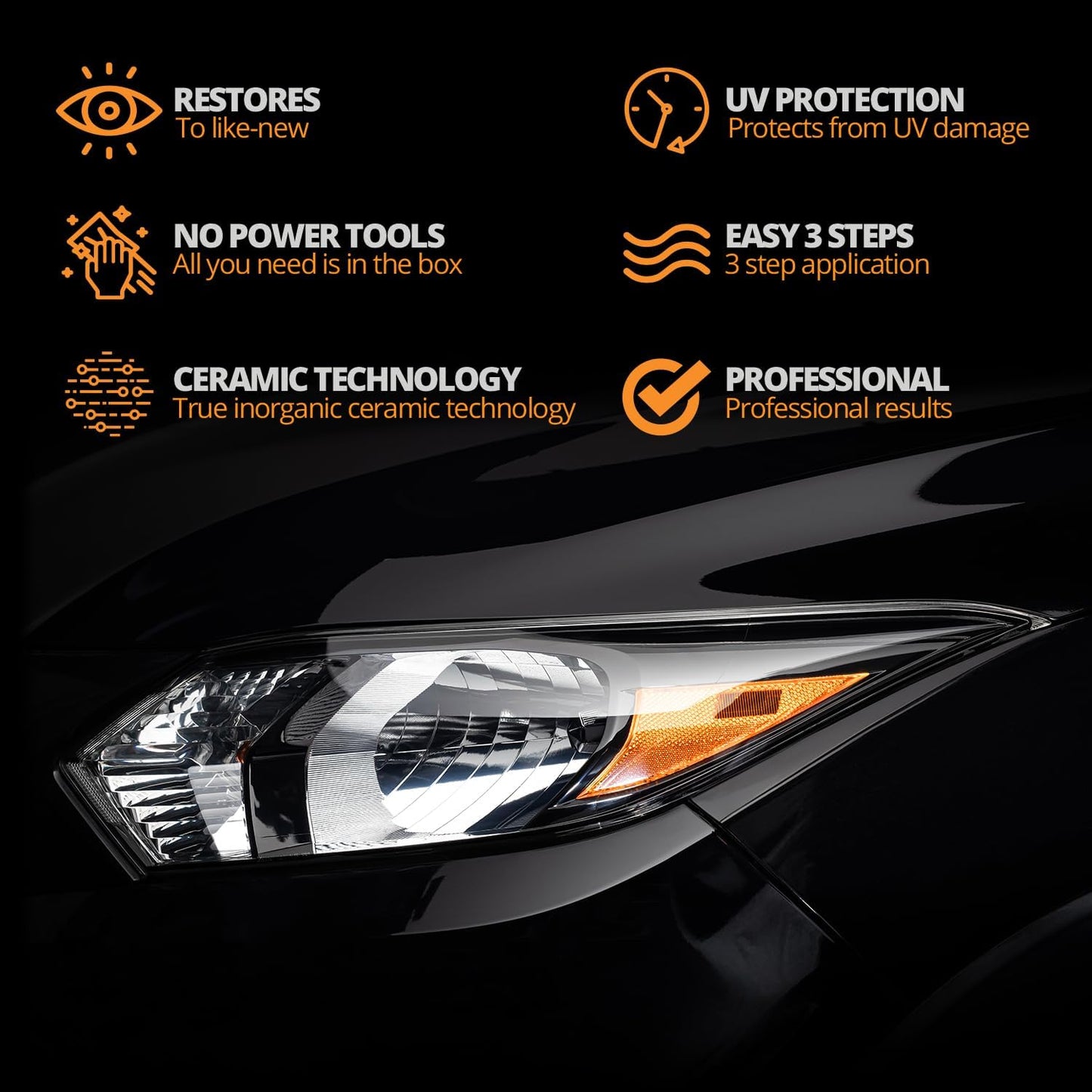 CERAKOTE Ceramic Headlight Restoration Kit Guaranteed To Last As Long As You Own Your Vehicle Brings Headlights Back to Like New Condition - No Power