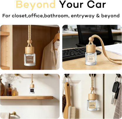 C Classy Car Air Freshener Hanging 2 Pack, Mahogany Teakwood Essential Oil Diffuser, Cute Glass