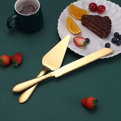 Eisinly Cake Cutting Set for Wedding, Elegant Cake Knife and Server Set with Thickened Stainless Steel Rounded
