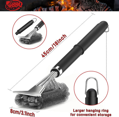 TNTOR Grill Brush with Scraper, 18" Adjustable Handle BBQ Grill Brush for Outdoor