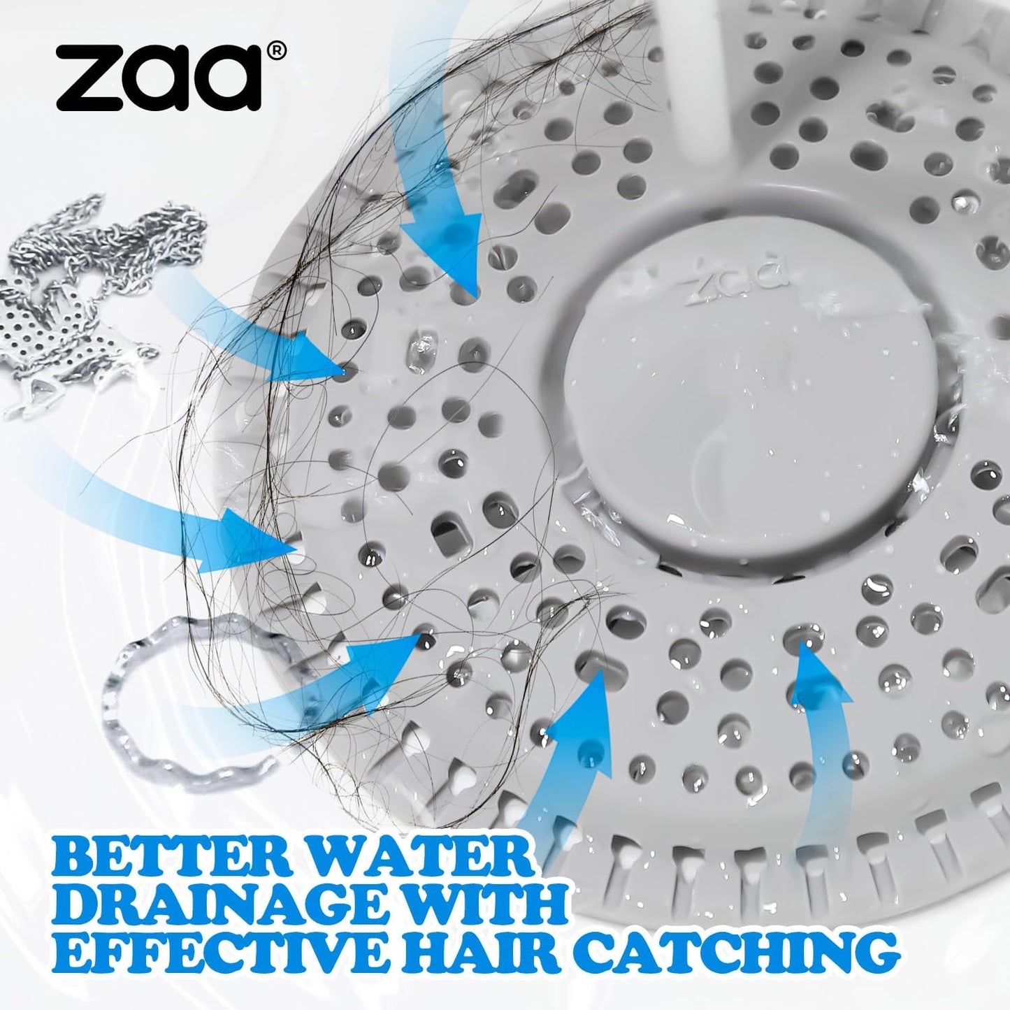 zaa Shower Drain Hair Catcher, 2 Pack Premium Silicone Drain Protector & Shower Drain Cover, Shower Installation Kits for Flat Drains of Shower