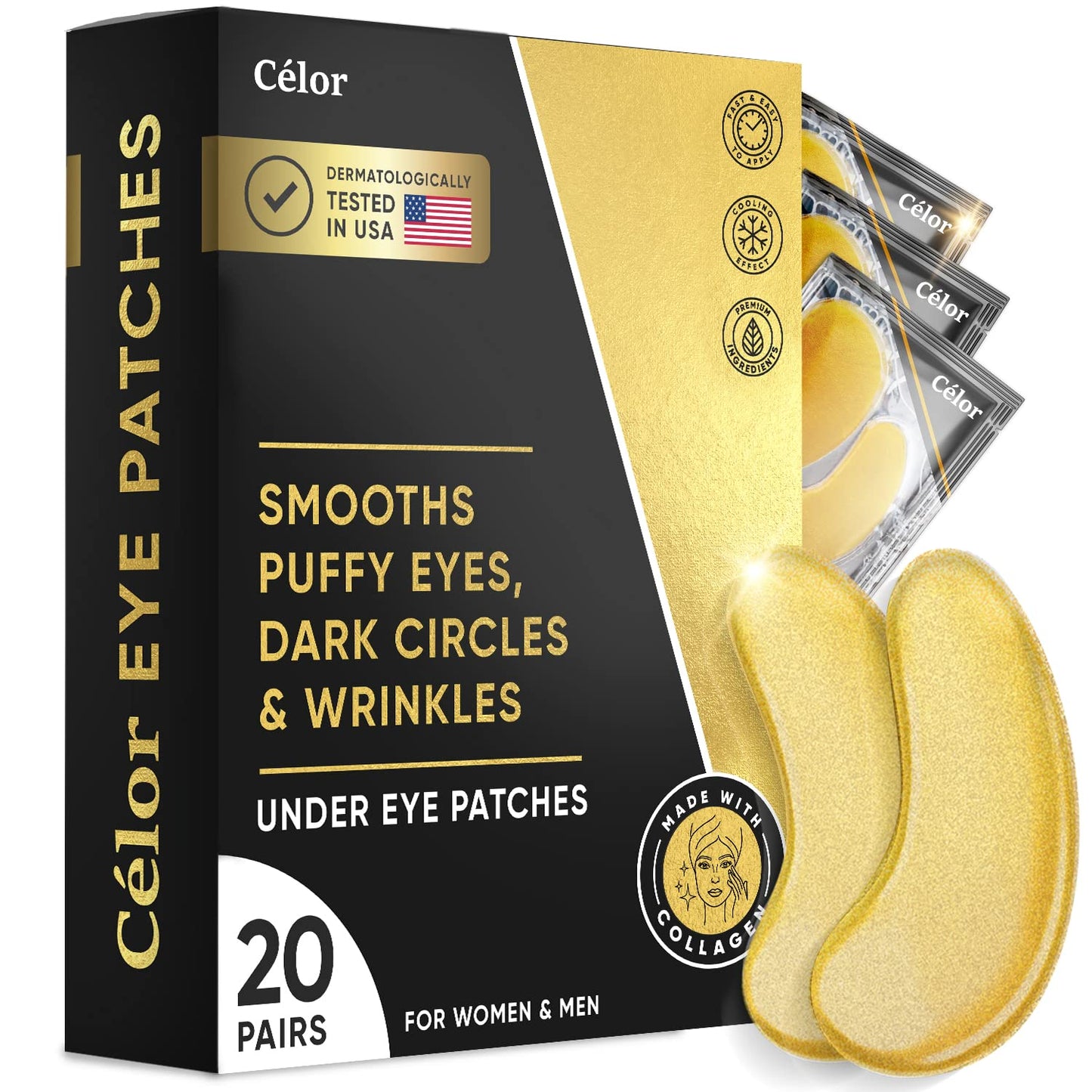 Under Eye Patches (20 Pairs) - Eye Patches For Puffy Eyes And Dark Circles - Under Eye Mask For Beauty & Personal Care - Under Eye Mask Amino Acid &