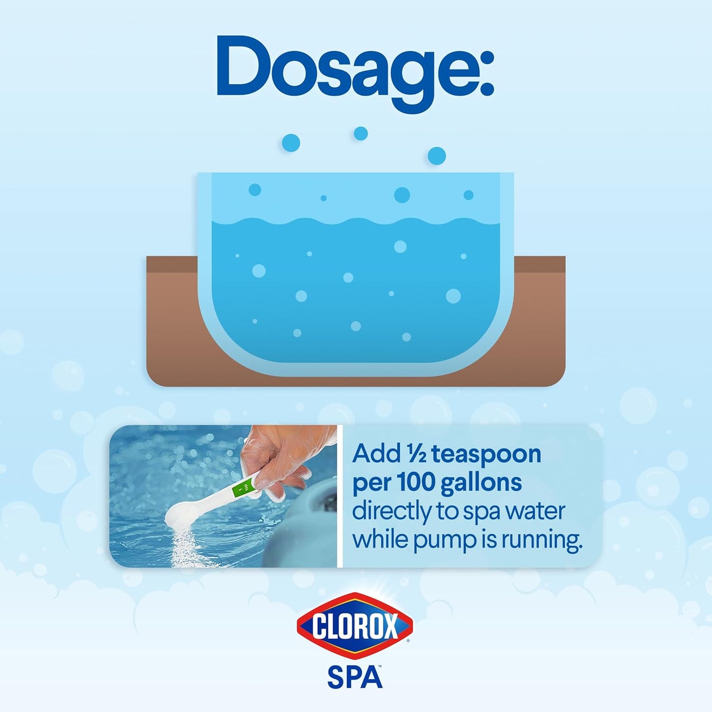Clorox Pool&Spa Spa Water All-in-One Sanitizer & Shock, Destroys Contaminants, Clears Cloudy Water, 2LB