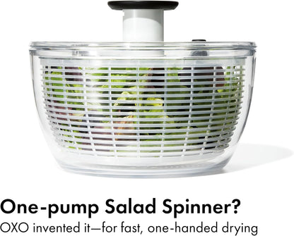 OXO Good Grips Salad Spinner, Lettuce Spinner, Fruit Washer, Fruit Washing Bowl with Strainer, Vegetable Cleaner, Salad Cleaner, Lettuce