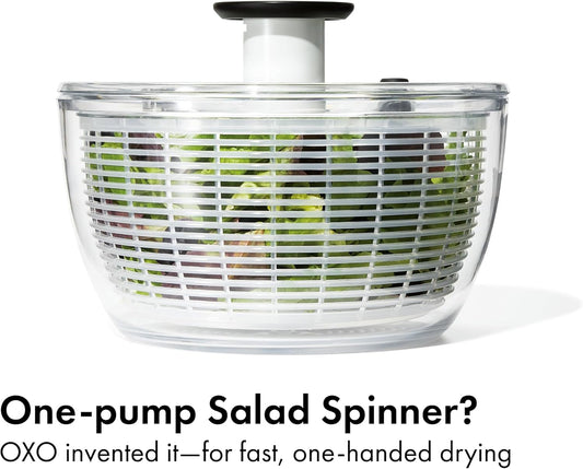 OXO Good Grips Salad Spinner, Lettuce Spinner, Fruit Washer, Fruit Washing Bowl with Strainer, Vegetable Cleaner, Salad Cleaner, Lettuce