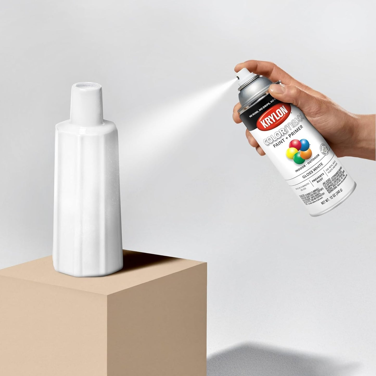 Krylon K05545007 COLORmaxx Spray Paint and Primer for Indoor/Outdoor Use, Gloss White 12 Oz