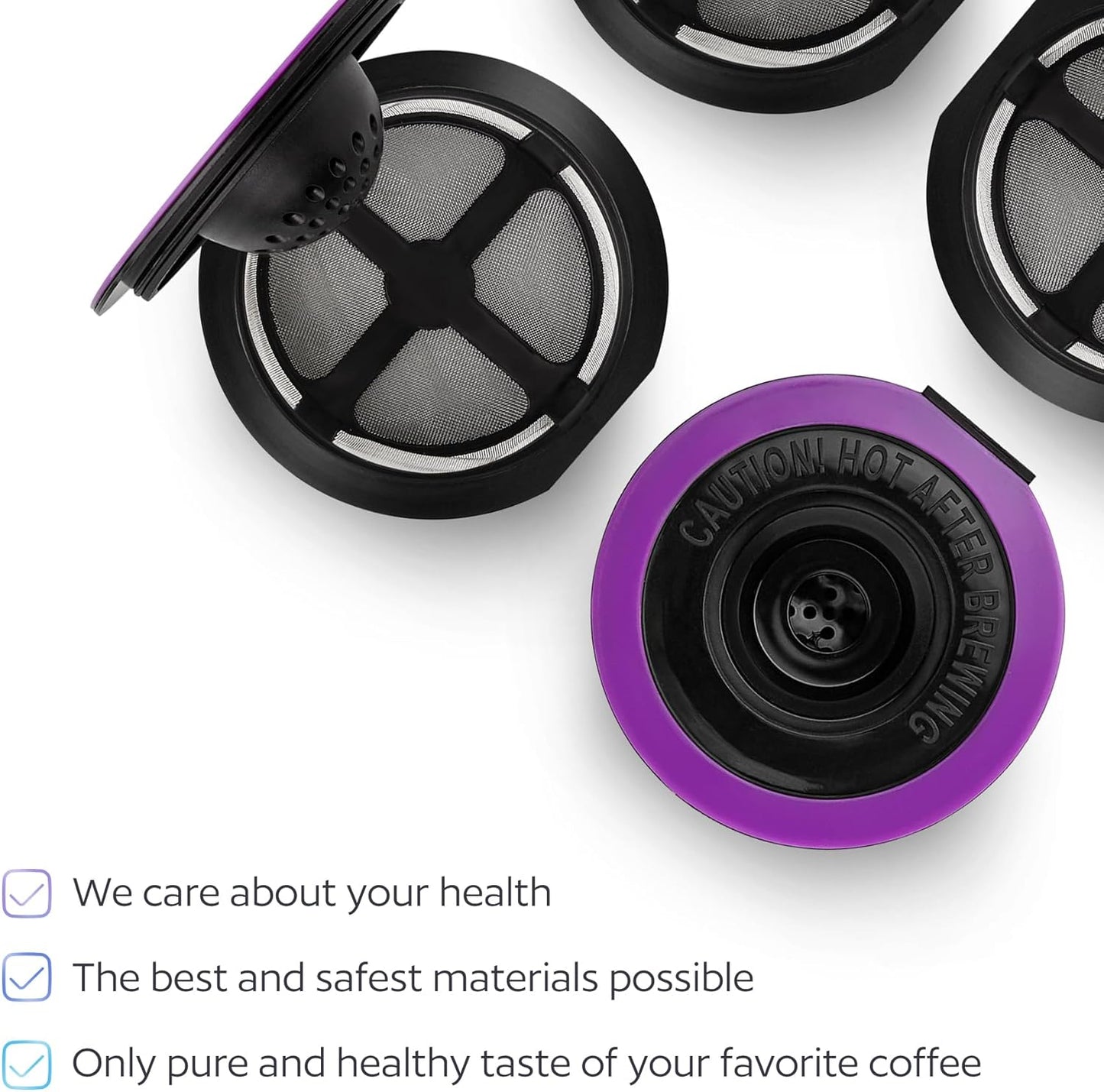 4 Black Reusable K Cups for Keurig Coffee Makers -, K-Select, K-Duo, K-Elite, K-Latte
