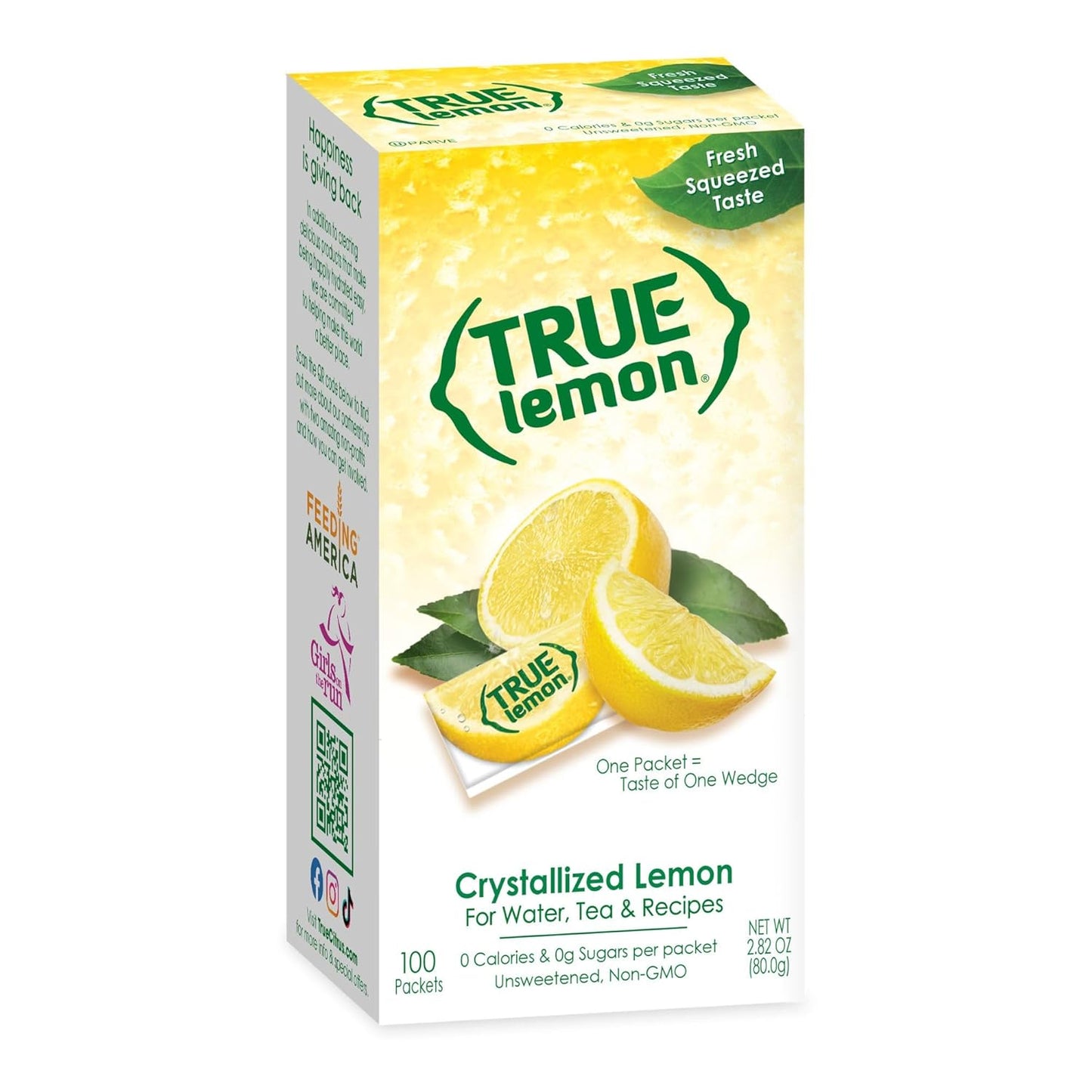 True Lemon 100ct - Water Enhancer - Bulk Dispenser - 0 Calorie Drink Mix Packets For Water - Sugar Free Lemon Flavoring Powder Packets