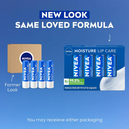 NIVEA Moisture Lip Care, Hydrating Lip Balm with Shea Butter, Nourishing Oils and Vitamin C & E, 3-in-1 Moisture, Repair and Nourish, 0.17 Oz