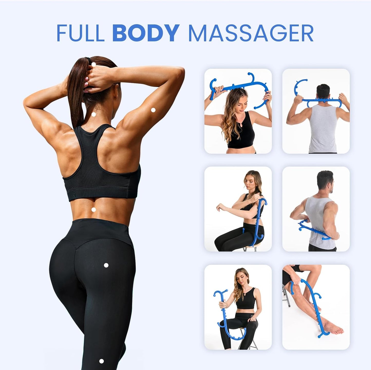 Ranarose Deep Tissue Back & Neck Massager - Back Massager Stick for Pain Relief, Muscle Knot Remover, Trigger Point Massage Tool for Full
