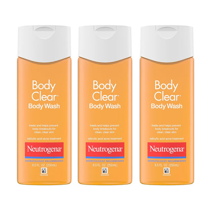 Neutrogena Body Clear Acne Body Wash, 2% Salicylic Acid Acne Medication, Oil-Free & Glycerin for Breakouts on Back, Chest &