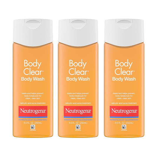 Neutrogena Body Clear Acne Body Wash, 2% Salicylic Acid Acne Medication, Oil-Free & Glycerin for Breakouts on Back, Chest &