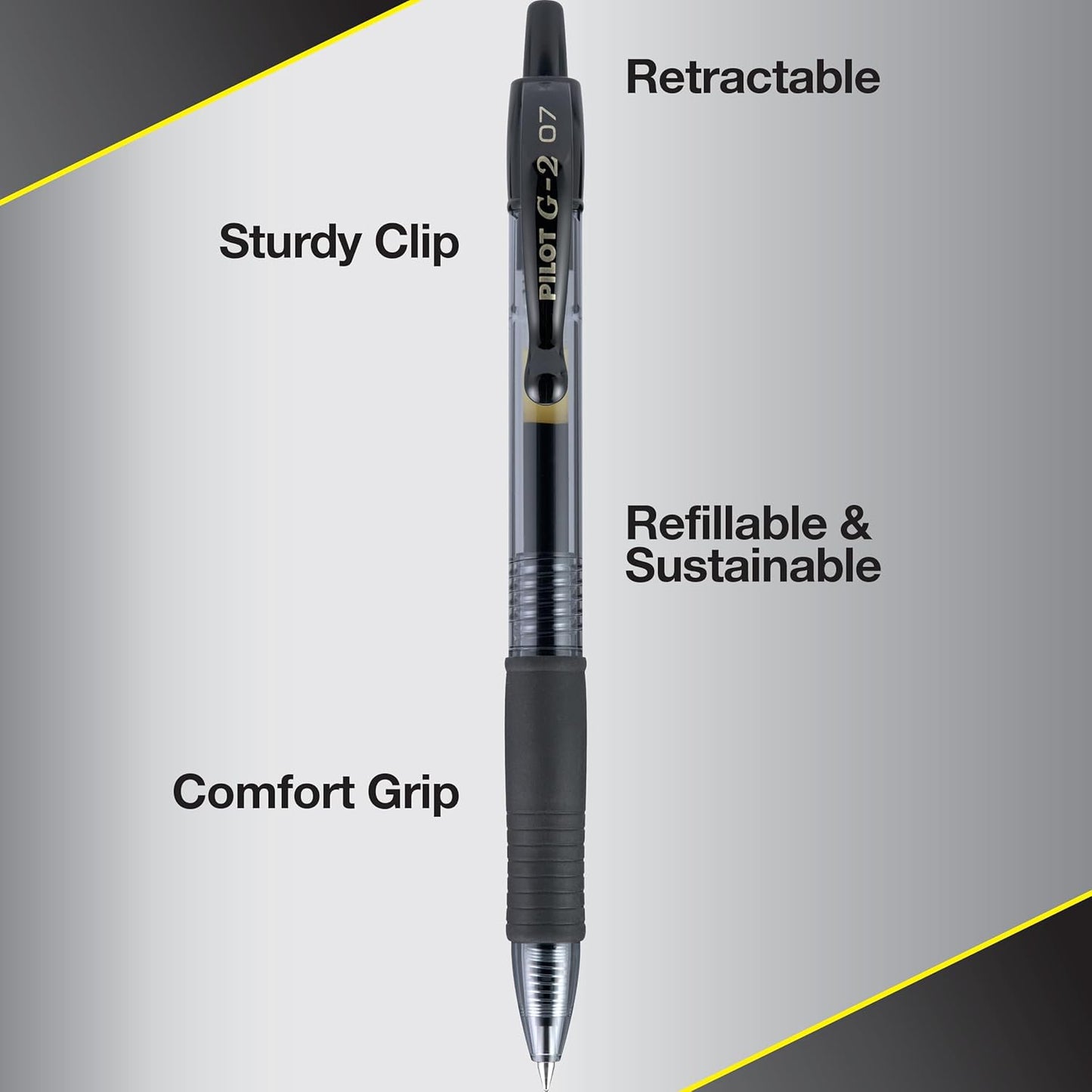 PILOT G2 Premium Refillable & Retractable Rolling Ball Gel Pens, Fine Point, Black Ink, 12 Count
