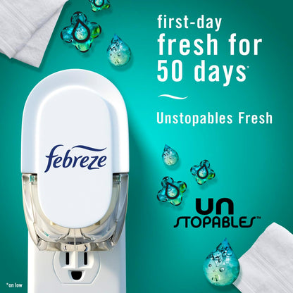 Febreze Plug-in Air Freshener, Odor-Fighting Scented Oil Refill, Air Fresheners for Home, Bathroom and Kitchen, Long Lasting, Unstopables Fresh