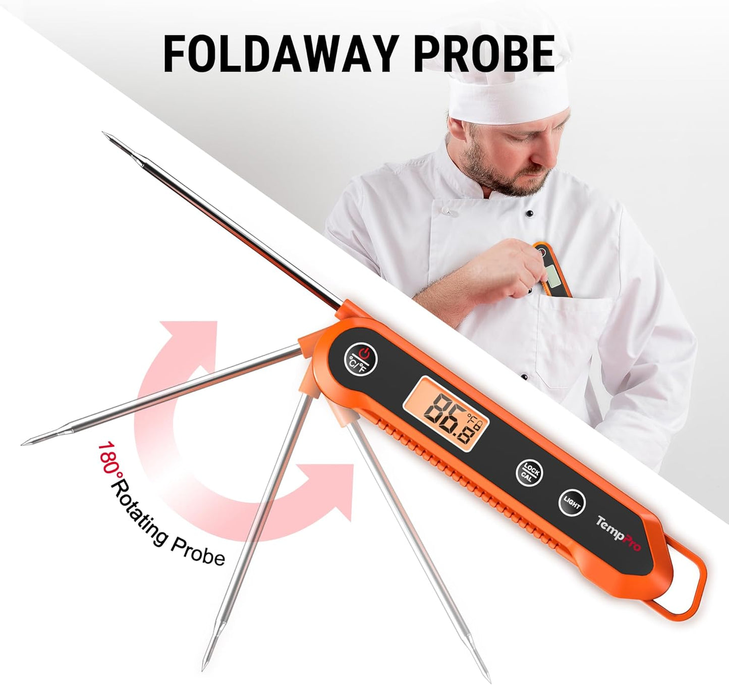 TempPro Digital Instant Read Meat Thermometer for Grilling Waterproof Kitchen Food Thermometer with Calibration Backlight Baking Bread Candy